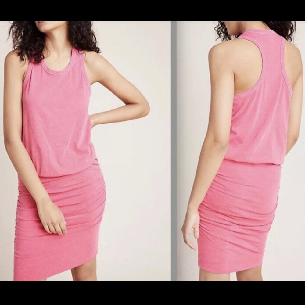 Anthropologie by Sundry Ruched Tank Sundress with Racerback in Pink